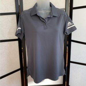 ⛳️Adidas Climalite Golf Polo ~ Size M ~ Gray with Logo on Sleeve~EUC ~ back vent